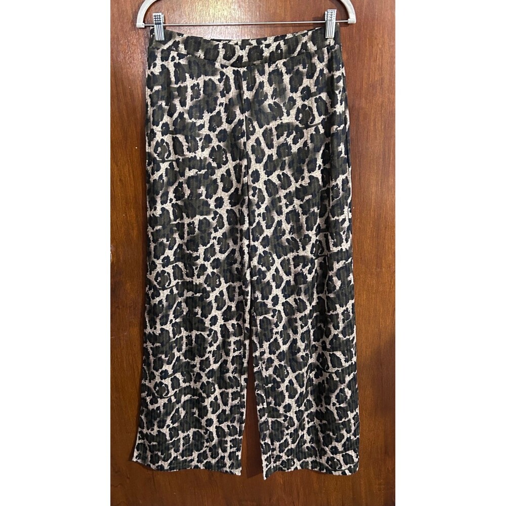 Zara Trafaluc Women's sz M Wide Leg Pull on Leopard Print Trousers